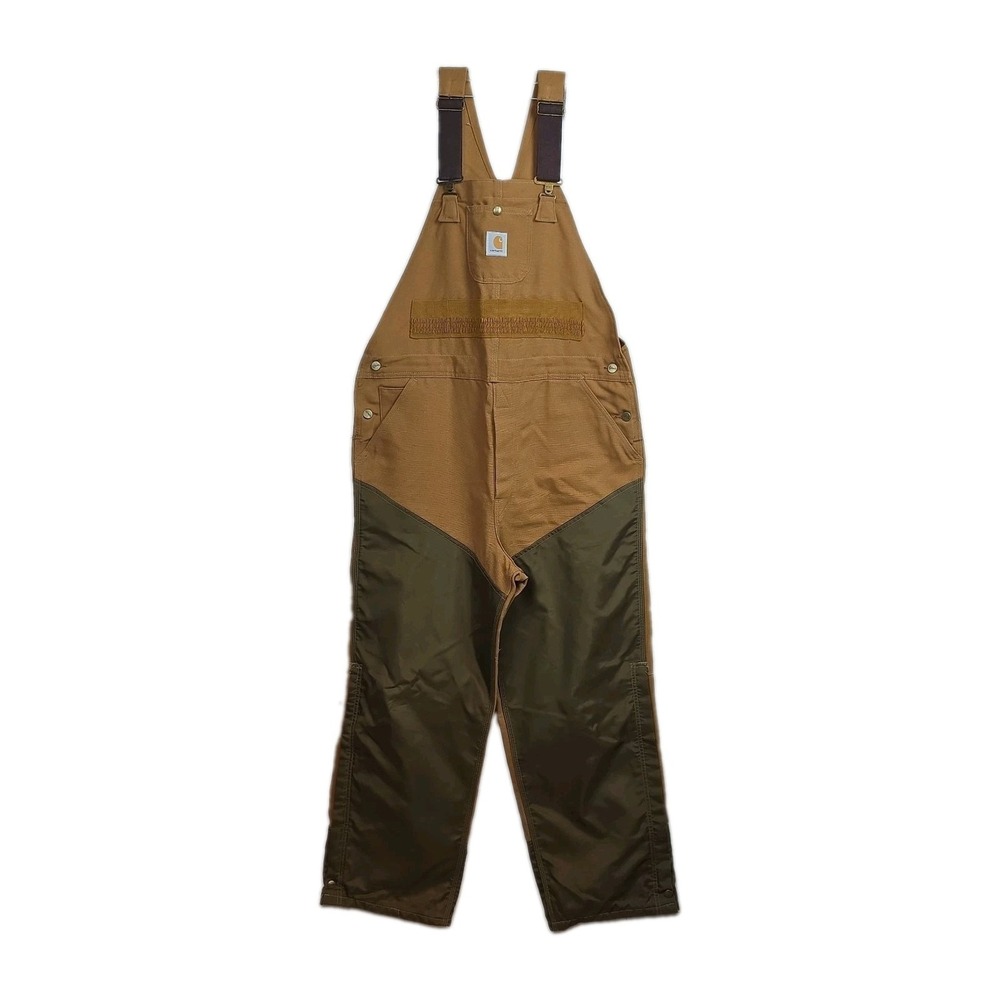 Vintage Carhartt Hunting Bib Overalls Men's 40x30 Brown Canvas BU256 02 1997 USA